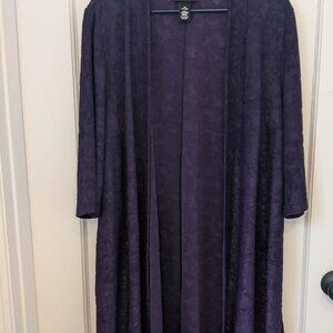 Any Wear by Catherines Open FrontPurple Cardigan Size OX 14/16W Semi Sheer